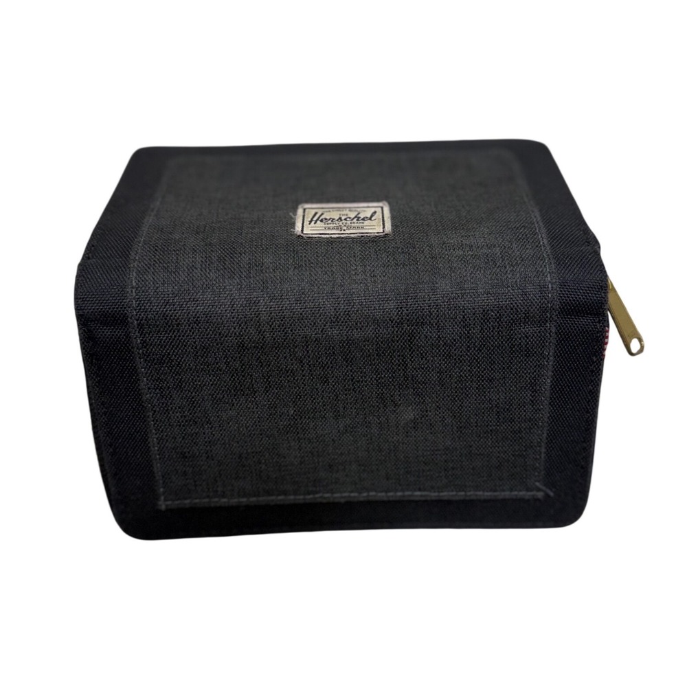 Herschel Supply Co Zip Around Wallet Black Canvas Coin Card Holder
